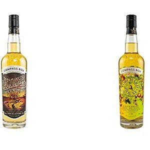 Compass Box Orchard House Blended Malt Whisky Écossais 46% Alcool Bouteille 70 cl & THE PEAT MONSTER Blended Whisky Écossais 46% Alcool Origine : Islay/Highlands Bouteille 70 cl + Tube - Publicité