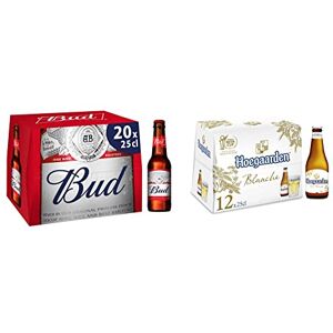 Bud Bière  5% Pack 20 Bouteilles 25cl & Bière Hoegaarden Blanche 4.9% Pack 12 Bouteilles 25cl - Publicité