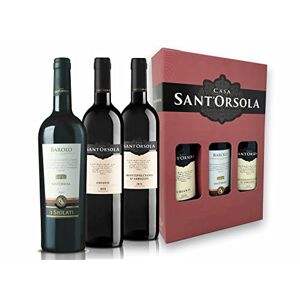 SANT'ORSOLA Barolo DOCG + Chianti DOCG + Montepulciano DOC d'Abruzzo Vin Rouge Italien avec Coffret Cadeau 3X75 cl - Publicité