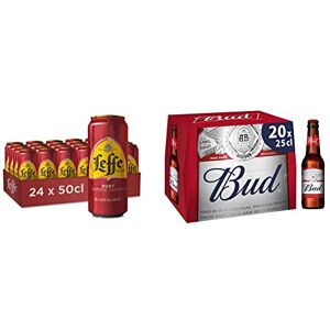 Leffe Bière Fruitée  Ruby 5% Pack 24 Canettes 50cl & Bière Bud 5% Pack 20 Bouteilles 25cl - Publicité