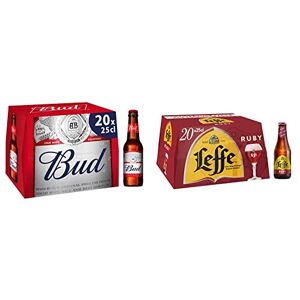 Bud Bière  5% Pack 20 Bouteilles 25cl & Bière Fruitée Leffe Ruby 5% Pack 20 Bouteilles 25cl - Publicité