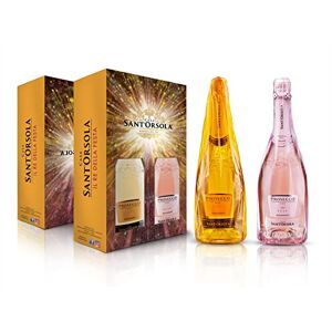 SANT'ORSOLA Prosecco D.O.C. Extra Dry Millesime Sec + Prosecco D.O.C. Rosè Vin Petillant Italien en coffret cadeau 2 Bouteilles x 75 cl - Publicité