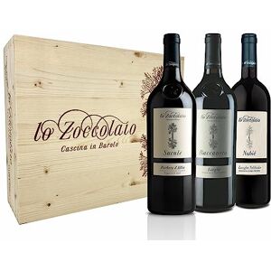 Lo Zoccolaio Barbera d'Alba + Langhe Rosso + Langhe Nebbiolo Vin Rouge Italien dans Bois Cas 3 Bouteilles x 75 cl - Publicité