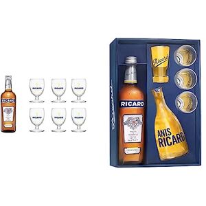 RICARD Pack  Pastis de Marseille + 6 verres Apéritif anisé 45%, 70cl & Coffret  Pastis de Marseille Années 50 Apéritif anisé 45%, 70cl - Publicité