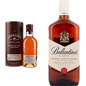 ABERLOUR Whisky Ecosse Speyside Single Malt 12 ans 40% vol. La bouteille de 70cl & Ballantines Finest Blended Scotch Whisky 1Litre - Publicité