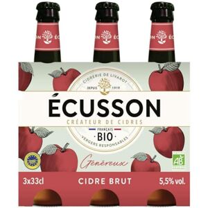 Ecusson Cidre Brut Généreux 5,5% vol 3x33cl - Publicité