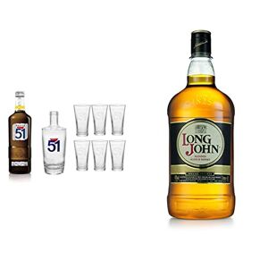 Pastis 51 Pack -70cl 45% + 6 verres + Carafe & Long John Scotch Whisky, 2L - Publicité