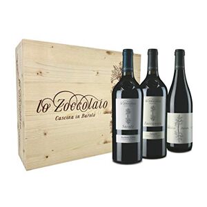 Lo Zoccolaio Barbera d'Alba + Langhe Rosso + Barolo Vin Rouge Italien dans Bois Cas 3 Bouteilles x 75 cl - Publicité