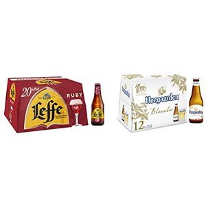 Leffe Bière Fruitée  Ruby 5% Pack 20 Bouteilles 25cl & Bière Hoegaarden Blanche 4.9% Pack 12 Bouteilles 25cl - Publicité