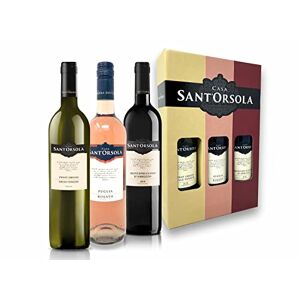 SANT'ORSOLA Pinot Grigio DOC delle Venezie + Puglia IGT Rosato + Montepulciano Doc D'Abruzzo Vin Italien Avec Coffret Cadeau 3X75 cl - Publicité