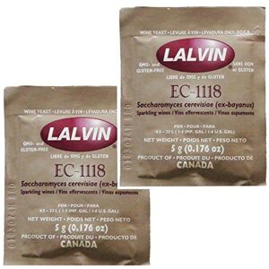 Lalvin 2x  EC1118 levure sèche 5 g pour vin blanc, vin rosé, vin de fruits, fermentation à froid, fermentation de vin effervescent - Publicité