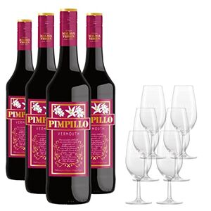 PIMPILLO La Hora del Vermouth 4 bouteilles de 75cl de Vermouth  + 6 verres gravés - Publicité