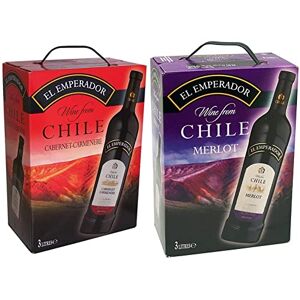 BIB EL EMPERADOR El Emperador Vin rouge chilien Cabernet Carmenere cubi 3L Bag in Box, Valle Central Chili (1 x 3 L) & Vin rouge chilien Merlot cubi 3L Bag in Box, Valle Central Chili (1 x 3 L) - Publicité