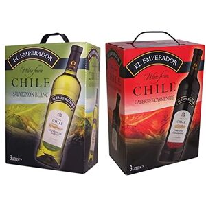 BIB EL EMPERADOR El Emperador Vin blanc chilien Sauvignon Blanc cubi 3L Bag in Box, Valle Central Chili (1 x 3 L) & Vin rouge chilien Cabernet Carmenere cubi 3L Bag in Box, Valle Central Chili (1 x 3 L) - Publicité