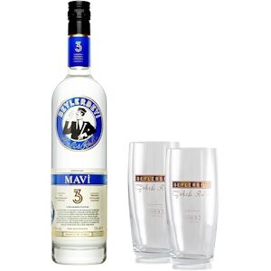 Beylerbeyi Lot de 1 Bouteille de Mavi Raki Turc de 100cl 45% + 2 Verres à Raki - Publicité