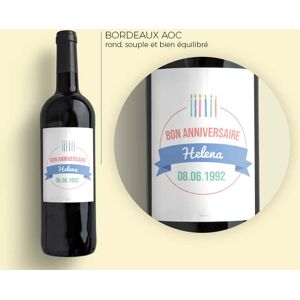 Cadeaux.com Bouteille de vin de Bordeaux personnalisée anniversaire - Bougies Bleu