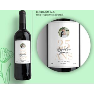 Cadeaux.com Bouteille de vin personnalisée anniversaire de mariage - Noces d'Argent