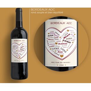 Cadeaux.com Bouteille de vin de Bordeaux personnalisée prénoms - Coeur Famille - Publicité