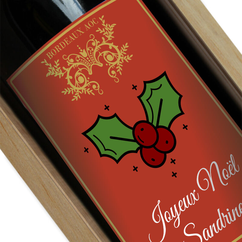 Amikado Bouteille de vin de Noël personnalisée