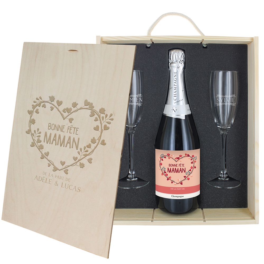 Amikado Coffret à Champagne personnalisé Bonne fête Maman