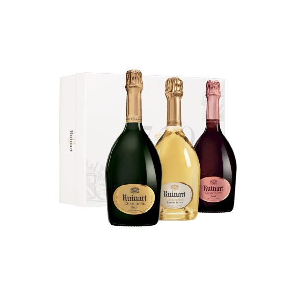 champagne ruinart - cave urbaine 3 bottiglie - blanc de blancs - rosé - brut