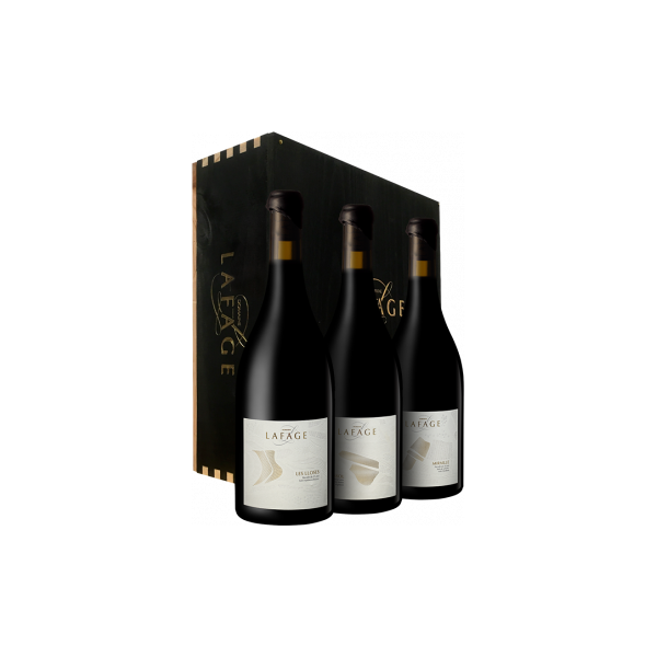 domaine lafage & chateau saint-roch by jean-marc lafage les parcellaires 2015 - domaine lafage - en cartone di legno de 3 bottiglie