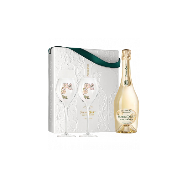 champagne perrier-jouët champagne perrier jouët - blanc de blancs - cofanetto regalo 2 flûtes