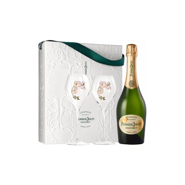 champagne perrier-jouët champagne perrier jouët - grand brut - cofanetto 2 flute