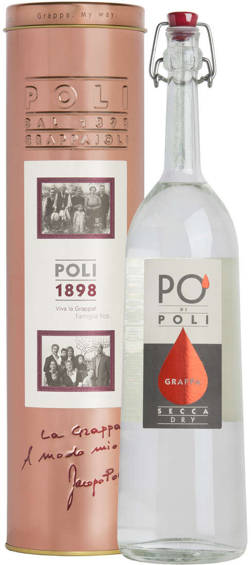 Grappa "pò di poli" secca di merlot astucciata