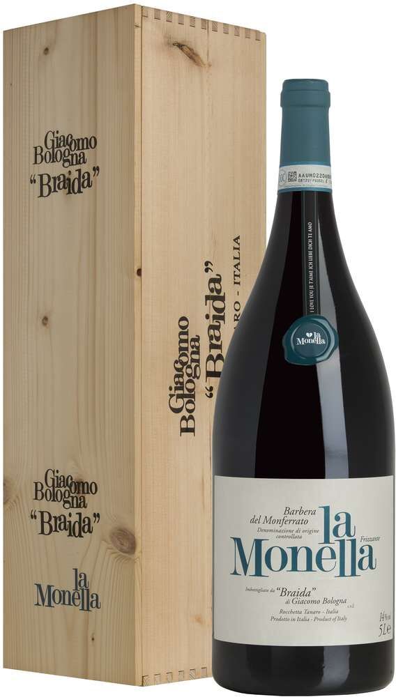 Braida Jeroboam 5 litri barbera del monferrato "la monella" frizzante doc in cassa legn