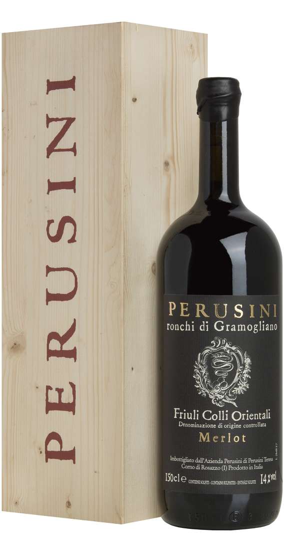 Perusini Magnum 1,5 litri merlot "etichetta nera" doc in cassa legno