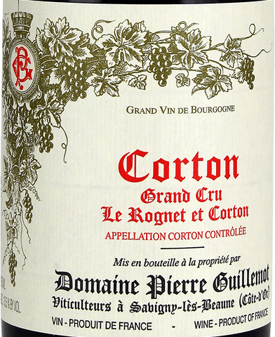 Laciviltadelbere Corton AOC Grand Cru "Le Rognet et Corton" 2015 Domaine Pierre Guillemot