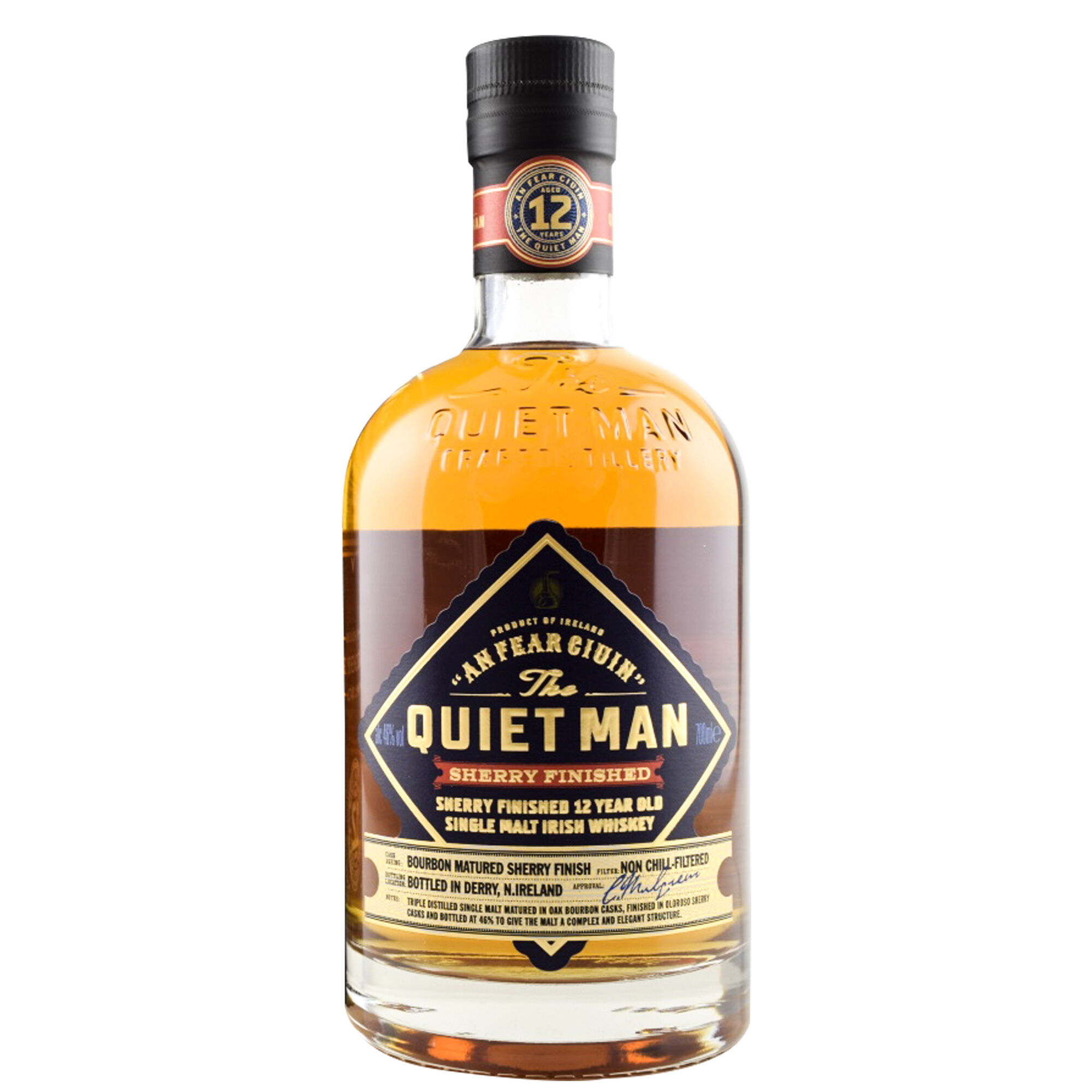 The Quiet Man Single Malt Irish Whiskey Sherry Finished 12 Years Old