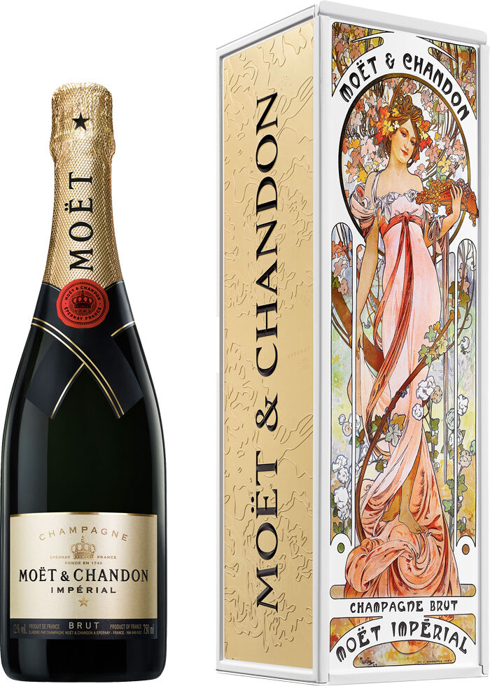 Moët & Chandon Champagne Brut Moët Impérial X Alphonse Mucha   Woman Dressed In Flowers