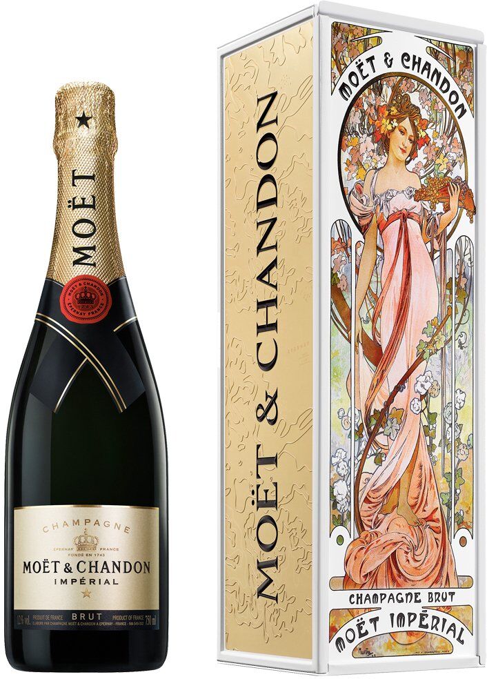 Moët & Chandon Champagne Brut Moët Impérial X Alphonse Mucha   Woman Dressed In Flowers