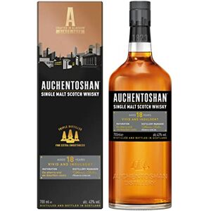 Auchentoshan 18 Years Old Single Malt Lowland Scotch Whisky Triple Distilled Smooth Vanilla, Citrus & Toasted Almonds Aged in ex Bourbon Casks 40% ABV 70cl