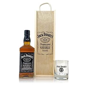 Personalised Jack Daniels No. 7 Tennessee Whiskey, Gift Set in Wooden Box with JD glass - Birthday Gifts For Him, For Her, Boyfriend Gifts, Father's Day, Mother's Day, Mens Valentines Gifts
