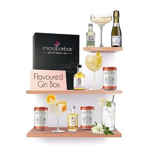MicroBarBox Flavoured Gin & Prosecco Gift Set featuring EG Elderflower Gin Liqueur, Anno Orange & Honey Gin & 6 O'Clock Mango Ginger & Lime Gin with Prosecco & Artisan Mixers