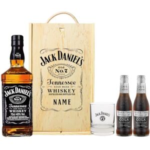 Jack Daniel's Personalised Jack Daniels No.7 Original Whiskey Gift Set with Glass & Fever Tree Cola - Birthday Gifts for Men, Mens Valentines Gifts, Boyfriend Gifts, Mens Gifts, Gifts for Him