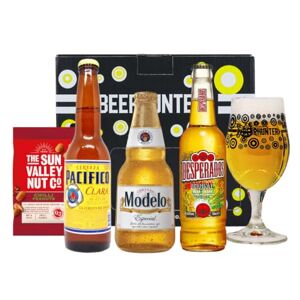 Beer Hunter Mexican Lager Gift Set with Beerhunter Glass (3 Pack) - Modelo, Pacifico, Corona - Premium Selection, Gifts For Him, For Her, Christmas, Birthday's, Father's Day