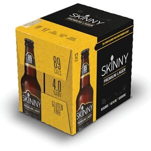 Skinny Brands Skinny Lager, 4.0% Beer, Gluten FREE Beer, Full Flavoured Lager, Low Calorie Beer, Low Carb Beer, Vegan & Kosher Certified Lager, Premium Taste, 12x330ml Bottles