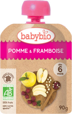 Babybio Fruits Gourde Pomme Framboise +6m Bio 90g