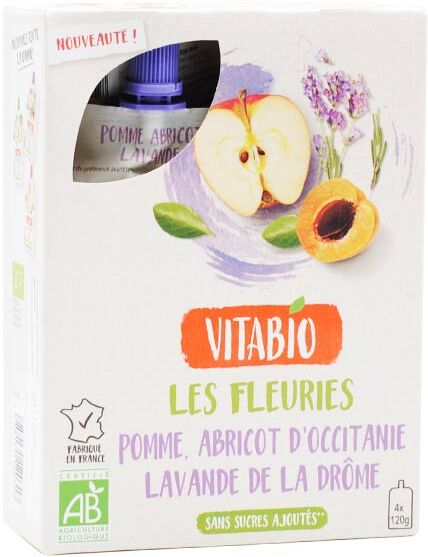 Vitabio Gourdes 100% Pomme Abricot Lavande 4 x 120g