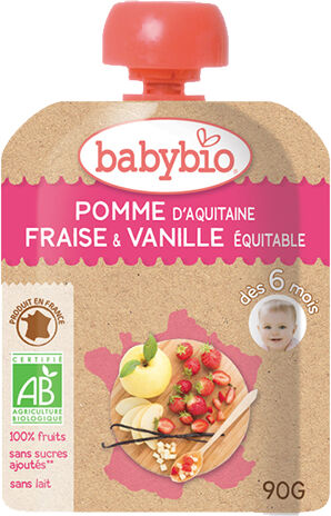 Babybio Fruits Gourde Pomme Fraise Vanille +6m Bio 90g