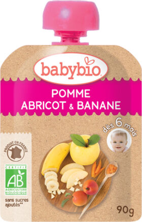 Babybio Fruits Gourde Pomme Abricot Banane +6m Bio 90g