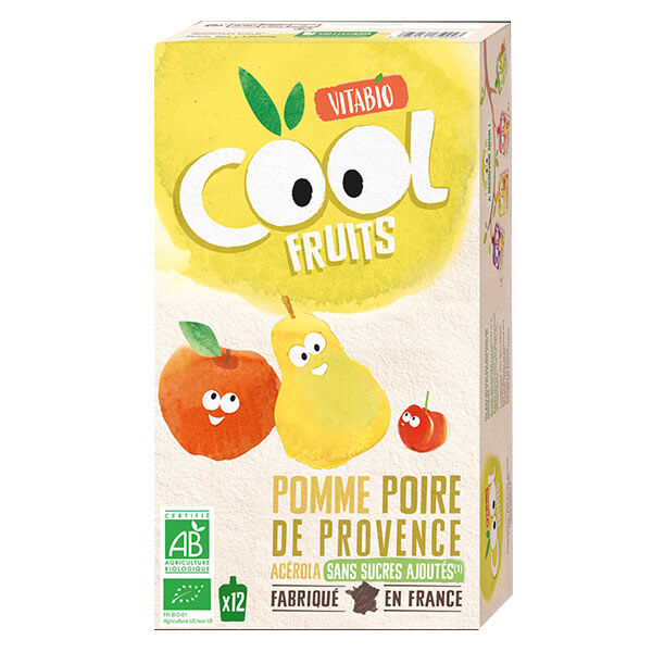 Vitabio Cool Fruits Pomme Poire Acérola Bio Lot de 12 x 90g