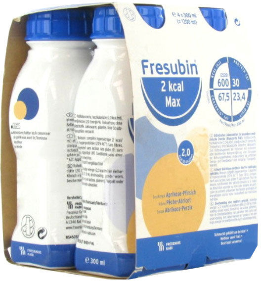 Fresenius Fresubin Max 2 Kcal Fibre Drink Pêche Abricot Aliment Liquide 4 x 300ml