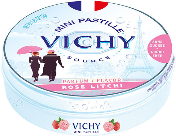 Vichy Pastilles Vichy Mini Pastilles Parfum Rose Litchi Sans Sucres 40g