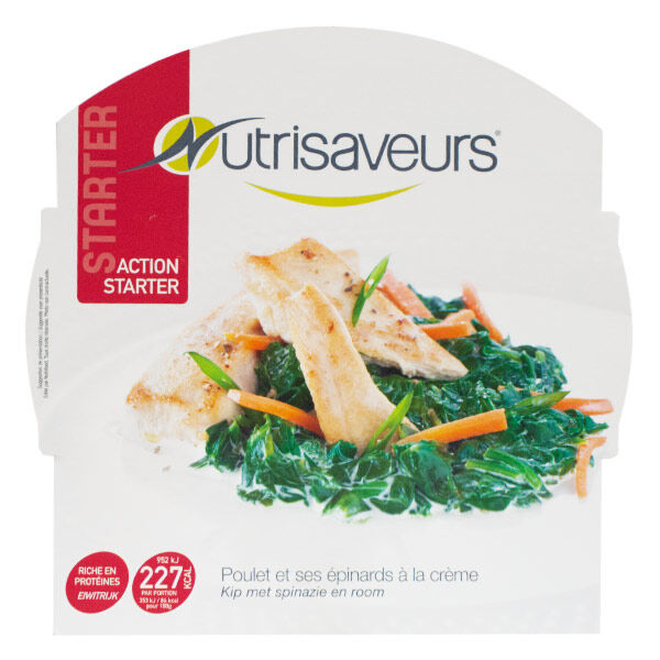 Nutrisaveurs Minceur Starter Plat Cuisiné Poulet et Epinards à la Crème 270g