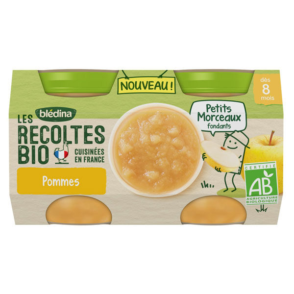 Blédina Les Récoltes Bio Pot Compote Pomme +8m 2 x 130g